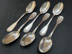 Ercuis French hallmarked silver set of 6 x soup spoons (522g)