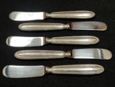 5 x Ercuis French hallmarked silver handled butter knives