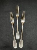 3 x Ercuis French hallmarked silver table forks (324g)