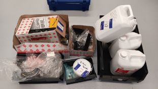 Quantity of consumable items including de-ionised water, wheels, electrical components - Located