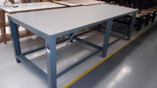 Steel framed heavy duty bench 3000 x 1200mm approx