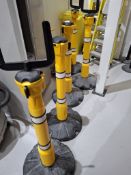 5 x Skipper Liquid Weighted Base , Plastic Safety Barriers with Retractable Belt.