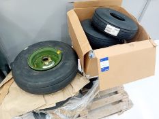 Approx 8 assorted helicopter wheels to pallet including Dunlop and Condor branded wheels – Located