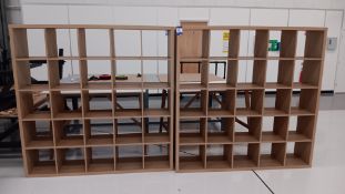 2 oak effect shelving units