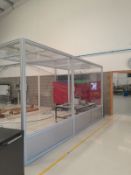 Aluminium and Perspex demountable enclosure, approx 5m x 2m – Located in Unit 1, Ground Floor