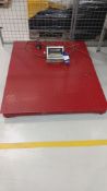 Heavy duty mild steel platform, approx 1,200 x 1,000 with CSG Type LP7510A weighing indicator –