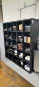 Shelving unit with qty glassware, crockery, etc