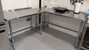 2 Adexa stainless stel topped food prep tables