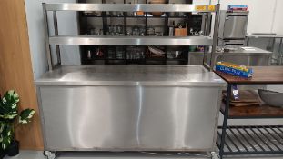 Nordstar stainless steel sliding door hot cupboard with 2-tier heated gantry over
