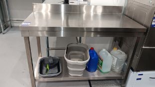Stainless steel food prep table with shelf under, 1500mm approx