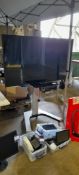 Sony KD-55X80J 2021/07, flat screen TV on adjustable mobile stand, with remote