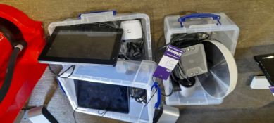 3x Containers and contents to include Evoko Minto EM1001, Mimo UM1080CP & other