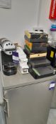Nespresso coffee machine and quantity of various flavour coffee pods and kettle