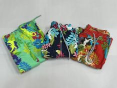 3 x Pairs of Vilebrequin board shorts - size XXXL - floral themed