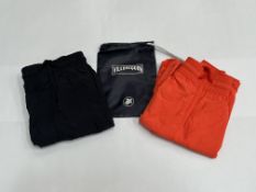 2 x Pairs of Vilebrequin board shorts (Orange and Black) - size XXXL