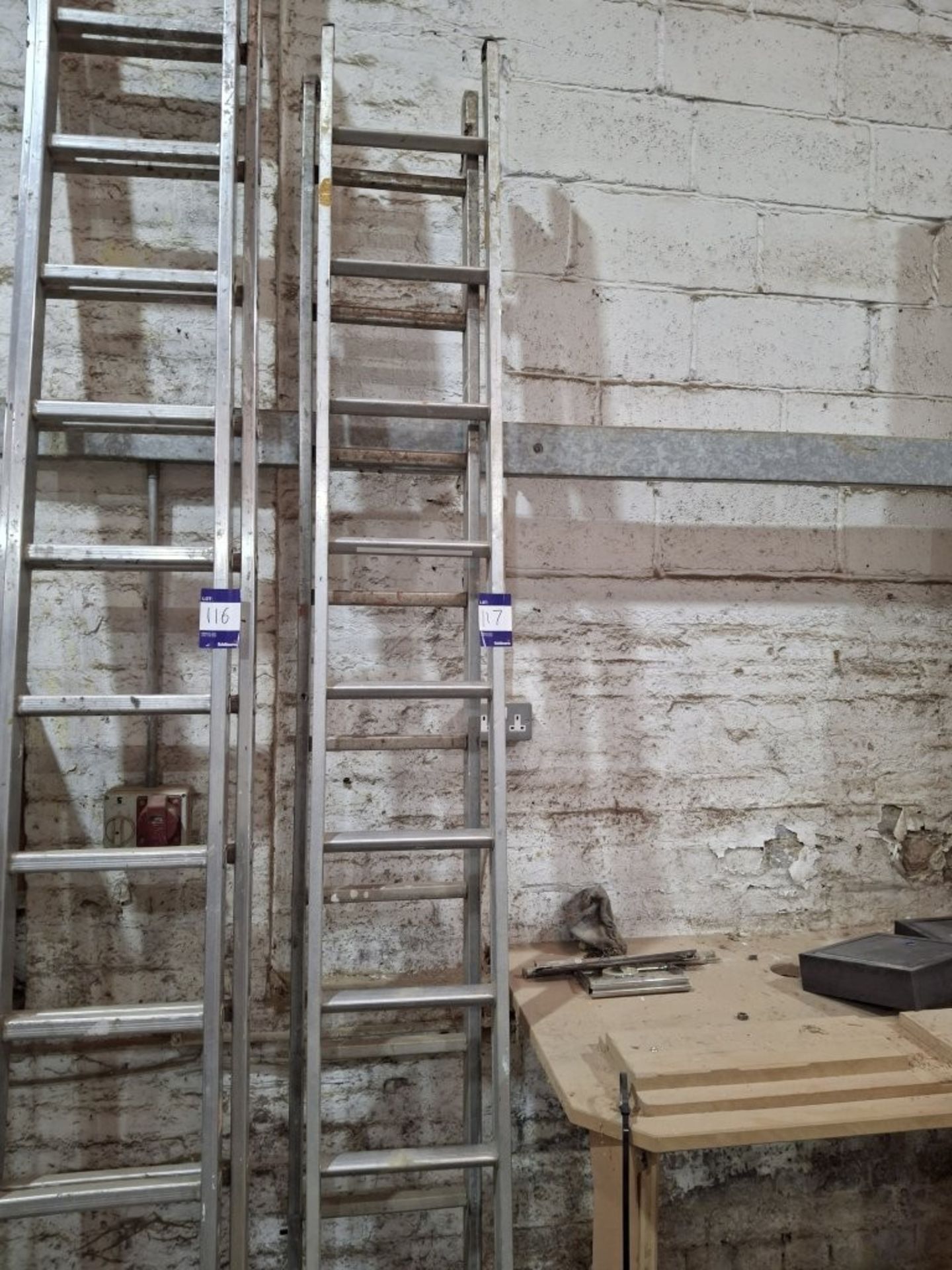 1 x 9 tread and 1 x 10 tread aluminium ladders