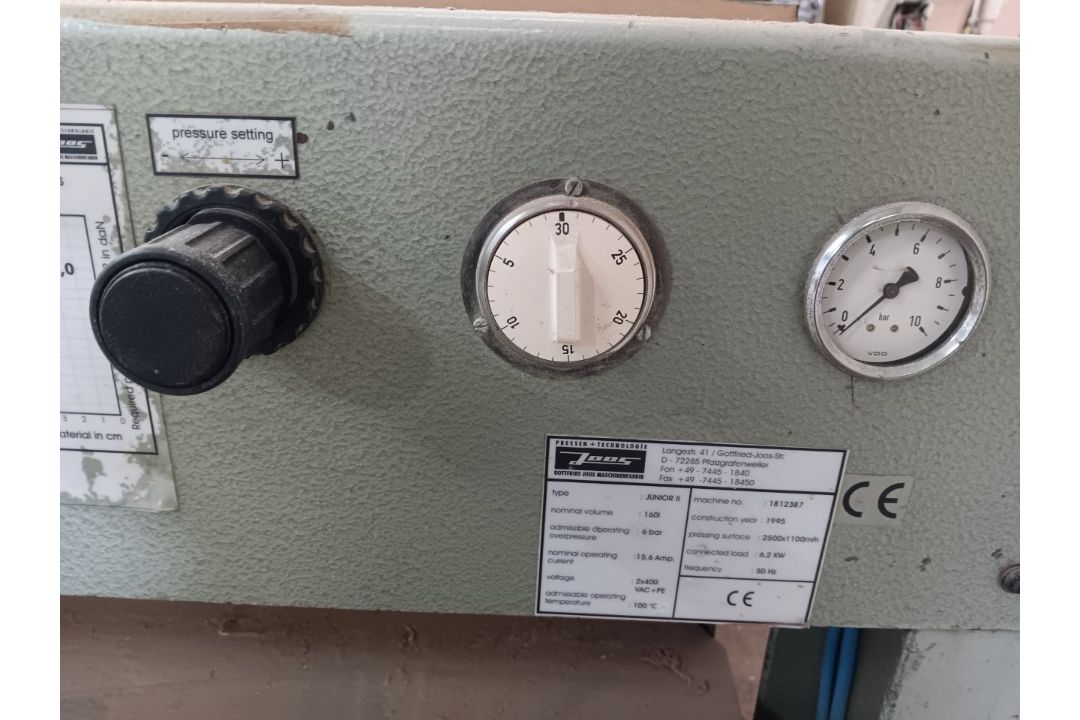 Joos Junior II 2500x1100mm veneer press Number 1812387, Year 1995 (Not including steel ducting. To - Image 3 of 7
