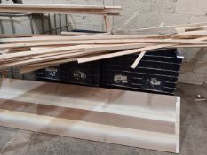 3 x Plastic stillages with wood off cuts