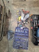 Quantity of hand tools to include socket set, saws, allen keys