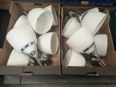 12 X White glass and chrome wall lights
