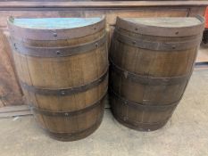 Wooden Half Beer barrel x 2.