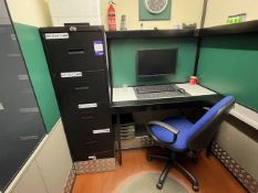 2 No 4 drawer filing cabinets, 2 pedestals, chair and Kyocera printer.