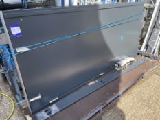 Grey steel panic bar secure door and frame, 1020W x 2155H
