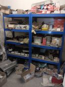 Contents of room to include 7 various racks, large quantity of nuts, bolts, self tapping screws,