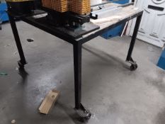 Mobile steel workbench length 1260mm, width 1170mm, height 950mm