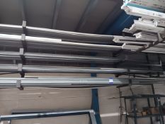 Contents of 4 ceiling mounted racks to include galvanised steel lengths, large quantity of PVC