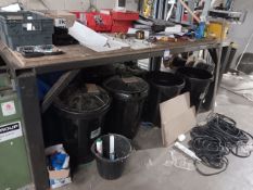 In house fabricated steel workbench, length 2500mm, width 1200mm, height 1010mm (Excluding