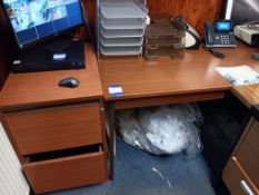 Table, 2 x 2 drawer filing cabinets and bookcase