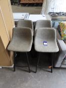 4 x Faux Grey Faux Leather Effect Metal Framed Breakfast Bar Stools