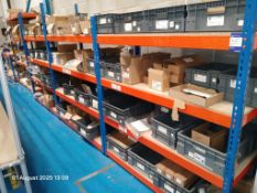 Contents of lighting component stock to 5 x shelving units to include drives, various connectors,
