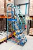 Blue metal mobile platform steps