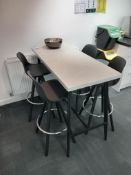 Metal framed high table with 4 x high chairs