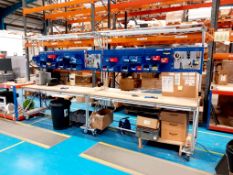 2 x Mobile production benches with lighting