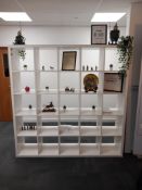 Large shelving unit with 25 x pigeon tables