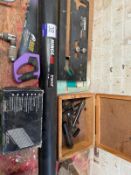2 x Joiners Toolboxes, Trend Hinge Jig, Trend Combi Jig 2 x Belt Sanders & Blades Etc.