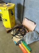 Qty of welding cables & a part drum of ESAB aristord welding wire