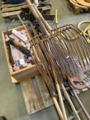 Assorted agricultural hand tools & a qty of lithium complex EP2 grease