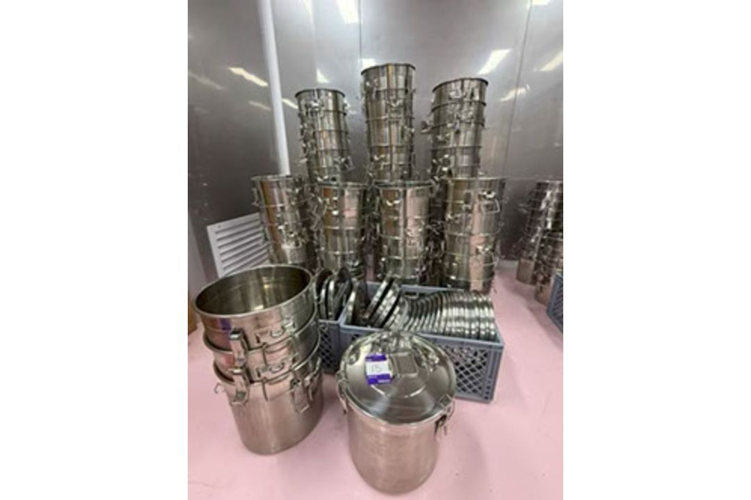 54x Stainless Steel Lidded Buckets - Image 1 of 2