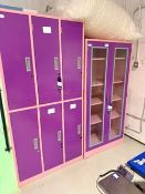 Bank of 6 Lockers & A Glazed Double Door Cabinet