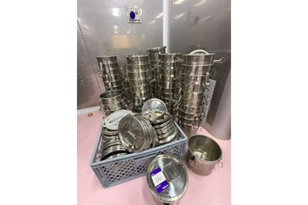77x Stainless Steel Lidded Buckets - Image 1 of 2