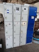 3 6-door personnel lockers (no keys) & 1 5-door personnel locker (no keys)