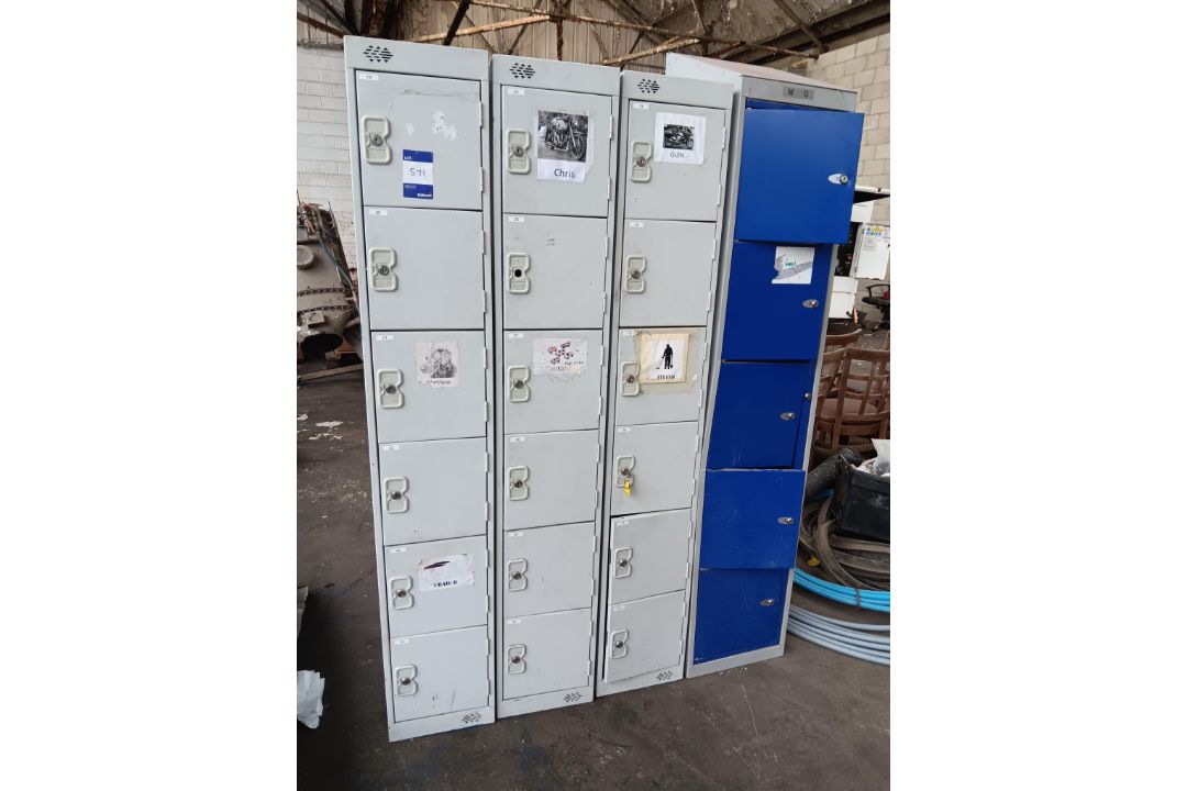 3 6-door personnel lockers (no keys) & 1 5-door personnel locker (no keys)
