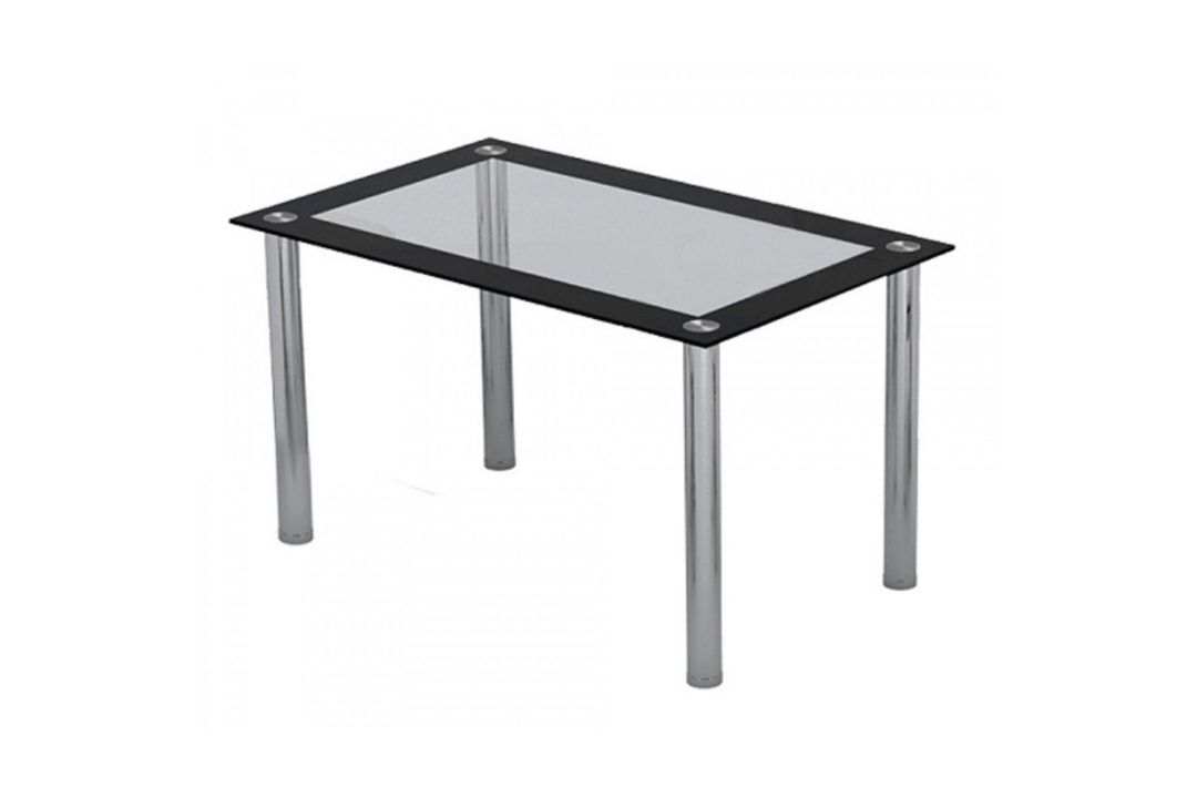 DTBL013 dining table clear glass with black edge stainless steel tube legs - Image 1 of 2