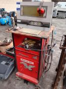 MOT gas analyser testing station with Snap-on storage unit