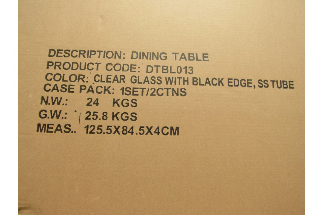 DTBL013 dining table clear glass with black edge stainless steel tube legs - Image 2 of 2