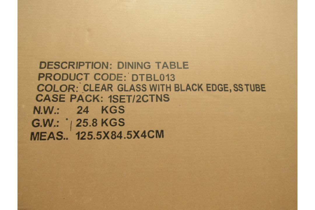 DTBL013 dining table clear glass with black edge stainless steel tube legs - Image 2 of 2